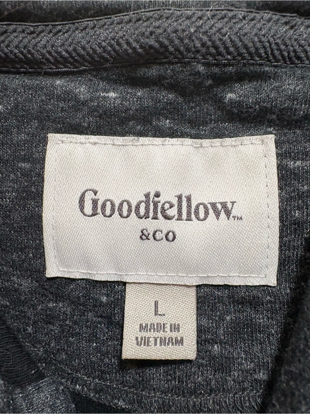 Goodfellow & Co Men’s Size L Heathered Charcoal Gray Hooded Henley Pullover - Picture 3 of 4